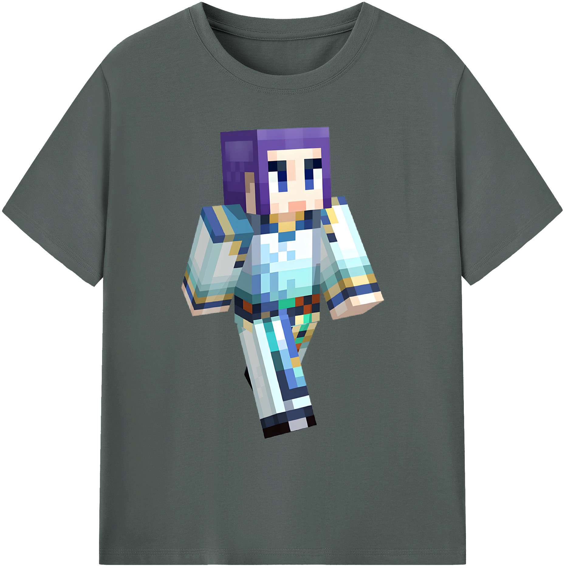 （画像用） マインクラフト ブロックの世界 Minecraft MC Block world 綿100％ メンズ半袖Tシャツ｜肌触りやわらか＆通気性